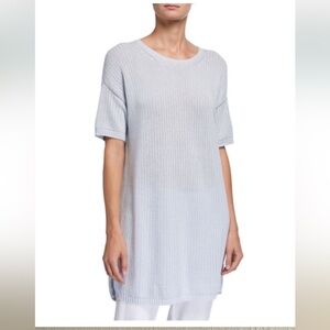 Eileen Fisher Light blue Women's knit Sweater dress tunic top organic co…